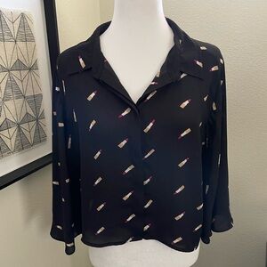 Ashley Nell Tipton lipstick blouse Size OX